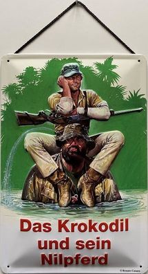 Blechschild mit Kordel 30 X 20cm Bud Spencer & Terence Hill - Das Krokodil - Nilpferd
