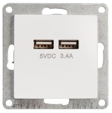 USB-Ladedose McPower ''Flair'', 2-fach, 5V / 3,4A, UP, weiß