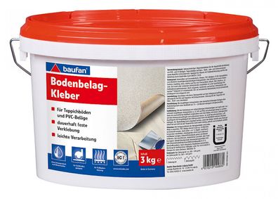 baufan® Bodenbelagskleber 3 kg für Teppichböden, PVC-Beläge und CV-Beläge