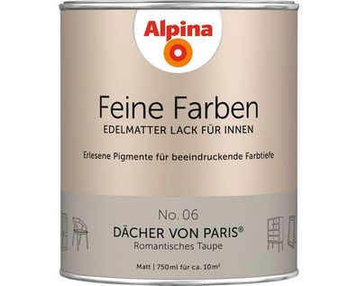 Alpina Feine Farben Lack, edelmatter Lack für Innen #06 Dächer von Paris 750ml