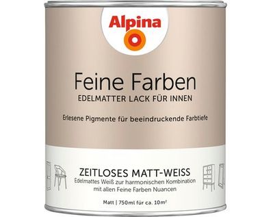 Alpina Feine Farben edelmatter Lack für Innen Zeitloses Matt-Weiß 750ml