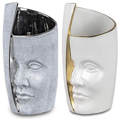Formano Vase Face Stonehenge oder mattweiss-gold Keramik Blumen Deko Tisch NEU