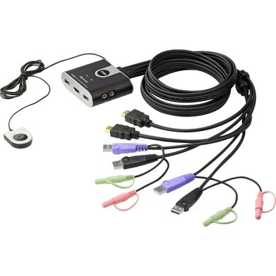 ATEN KVM Switch Kabel 2 Port USB HDMI Audiokabel CS692 Audio Remote Wähler NEU