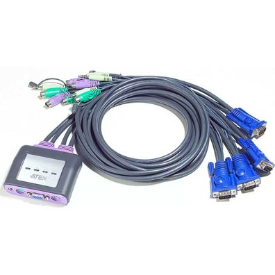 ATEN KVM Switch Kabel 4 Port USB VGA Audio CS64A Audiokabel Umschalter NEU