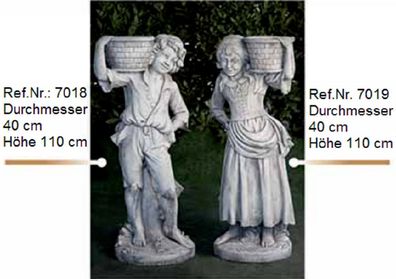 Männliche und weibliche Kinderskulptur aus Weißstein - Ref. Nr. 7018 - 7019