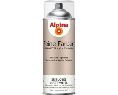 Alpina Feine Farben edelmatter Sprühlack für Innen zeitloses Matt-Weiß 400 ml