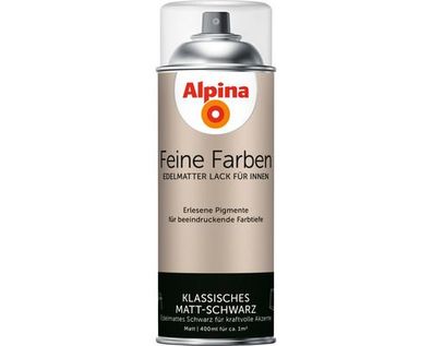 Alpina Feine Farben edelmatter Sprühlack für Innen klassisch Matt-Schwarz 400 ml