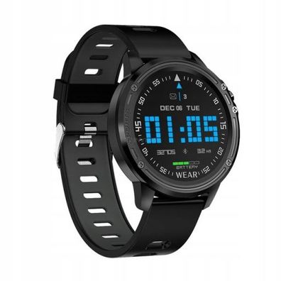 Smartwatch und Sportuhr L8 mit Funktionen zur Herzüberwachung, wasserdicht Schwarz
