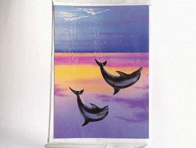 Grußkarte Klappkarte Ansichtskarte + Umschlag Postkarte Sammler Karte Motiv "Delphin"