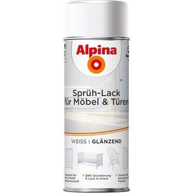 Alpina Sprühlack für Möbel & Türen 400 ml weiß glänzend
