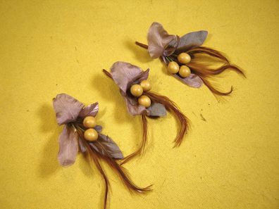3 Stück Ansteckblüte Sträußchen Farbe altrose braun ca 10 cm lang Hutblumen HBL2 p