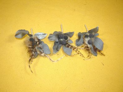 3 Stück Ansteckblüte Sträußchen Farbe mittelgrau beige ca 10 cm lang Hutblumen HBL4 p