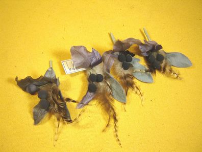 4 Stück Ansteckblüte Sträußchen Farbe grau viola beige ca 10 cm lang Hutblumen HBL5 p
