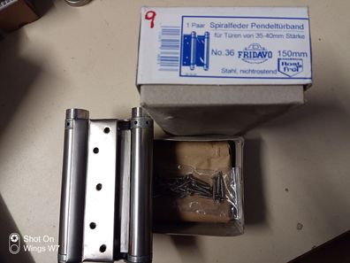 Spiralfeder-Pendeltürband Fridavo M Gr.36 L.150mm Edelstahl, doppelt wirkend