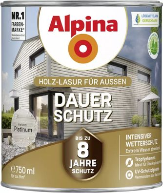 Alpina Dauer-Schutz Holz-Lasur für Außen Platinum 750 ml