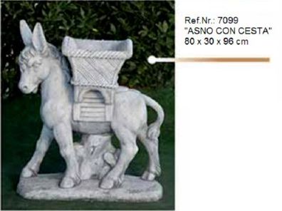 Esel mit Pflanzkübel aus Weißstein - Ref. Nr. 7099