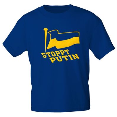 Kinder T-Shirt in Royalblau - Ukraine - Gr. 122/128