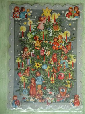 alter Adventskalender Din A4 Western Germany 123 Engel schmücken den Weihnachtsbaum
