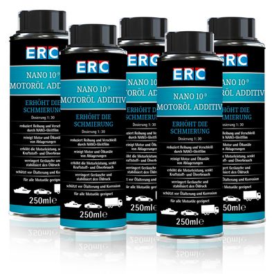 5 x 250 ml ERC NANO 10-9 Motoröl Additiv Motorbeschichtung Ölzusatz Versiegelung