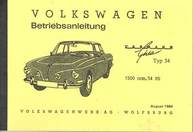 Betriebsanleitung Karman Ghia Typ 34, 150 ccm, 54 PS