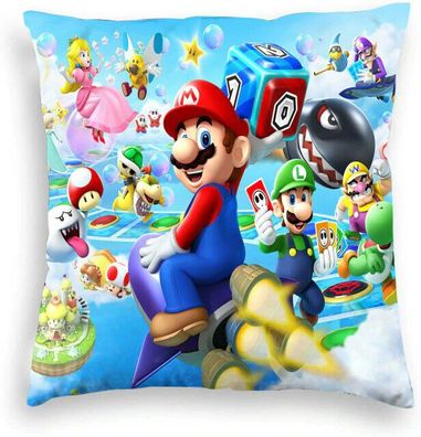 Super Mario Kissenbezug Mario Party 5 45cm x 45cm Kissen Mario Kart Mario Bros