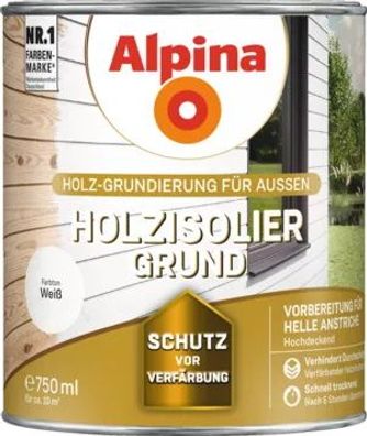 Alpina Holz-Grundierung für Außen Holzisolier-Grund weiß 750 ml