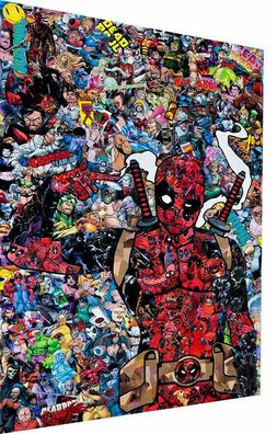 Pop Art Deadpool Leinwand Bilder Wandbilder - Hochwertiger Kunstdruck (Gr. Mittel)