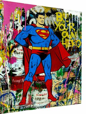 Pop Art Superman Hero Held Leinwand Bilder Wandbilder - Hochwertiger Kunstdruck
