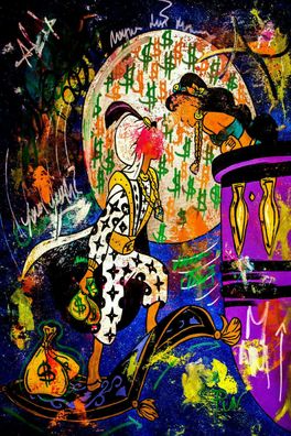 Pop Art Aladdin Jasmin Leinwand Bilder Wandbilder - Hochwertiger Kunstdruck