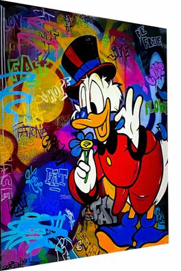 Pop Art Donald Duck Blume Leinwand Bilder Wandbilder - Hochwertiger Kunstdruck