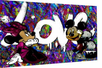 Pop Art Micky Maus Love Leinwand Bilder Wandbilder - Hochwertiger Kunstdruck