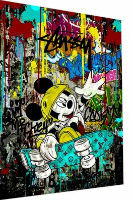 Pop Art Micky Maus Skater Leinwand Bilder Wandbilder - Hochwertiger Kunstdruck