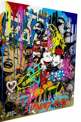 Pop Art Micky Maus Sunny Leinwand Bilder Wandbilder - Hochwertiger Kunstdruck