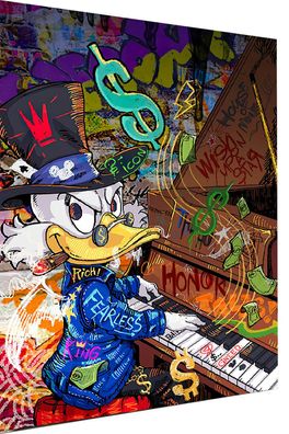 Pop Art Dagobert Duck Klavier Leinwand Wandbilder - Hochwertiger Kunstdruck