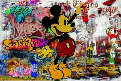 Pop Art Micky Maus Graffiti Leinwand Bilder Wandbilder - Hochwertiger Kunstdruck