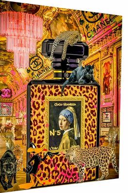 Pop Art Parfum Leopard Leinwand Bilder Wandbilder - Hochwertiger Kunstdruck