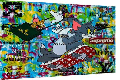 Pop Art Tom and Jerry Leinwand Bilder Wandbilder-Hochwertiger Kunstdruck