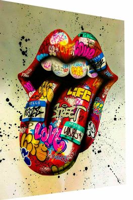 Leinwand Zunge Mund Pop Art Kunst Bilder Wandbilder - Hochwertiger Kunstdruck