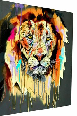 Leinwand Abstrakt Löwe Lion Tiere Bilder Wandbilder - Hochwertiger Kunstdruck
