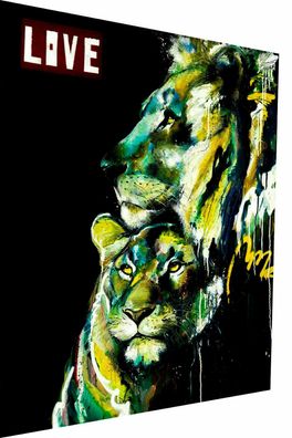 Leinwand Abstrakt Löwe Love Tiere Bilder Wandbilder - Hochwertiger Kunstdruck