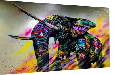 Leinwand Abstrakt Elefant Tiere Bilder Wandbilder - Hochwertiger Kunstdruck XXL