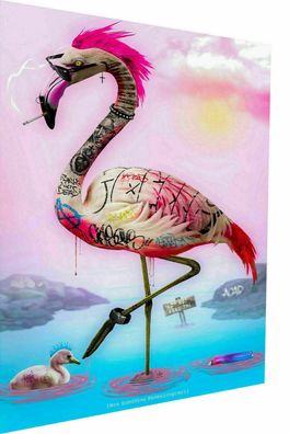 Leinwand Abstrakt Flamingo Tiere Bilder Wandbilder - Hochwertiger Kunstdruck XXL