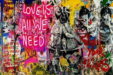 Pop Art Love is All We Need Leinwand Wandbilder-Hochwertiger Kunstdruck (Gr. Mittel)