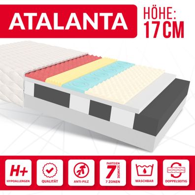 Matratze Atalanta Kaltschaum 7 Zonen HR Schaum 160x200 17 cm H2/ H3 Aloevera