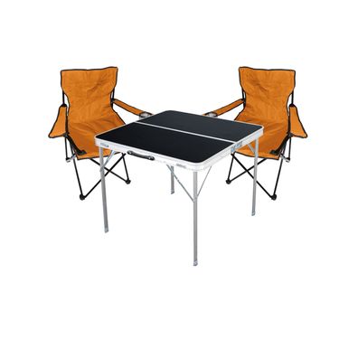 3-tlg. orange Campingmöbel Set Tisch mit Tragegriff + 2 Campingstuhl mit Tasche
