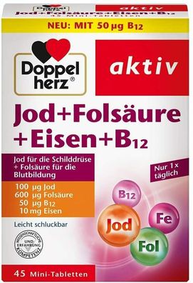 Doppelherz Aktiv Jod + Folsäure + Eisen + Vitamin B12 45 Tabletten