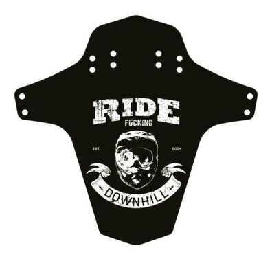 Reverse Spritzschutz "Ride Fucking Downhill" schwarz / weiß