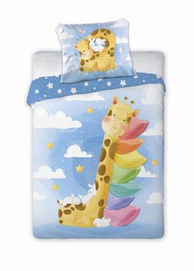 Baby Bettwäsche mit Giraffe 100x135 cm 100% Baumwolle