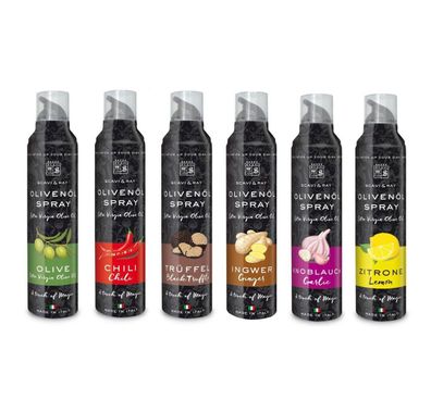 SCAVI & RAY Oliven Öl 6x Spray Klassik Chili Trüffel Ingwer Knoblauch Zitrone
