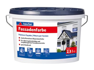 Baufan® Fassadenfarbe Standard 2,5 l Weiß Kunstharz-Dispersionsfarbe